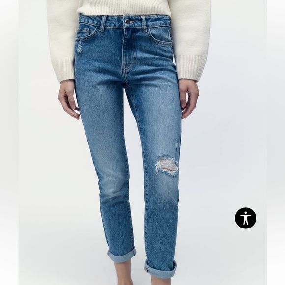 Zara low-rise relaxed fit stretch ripped Z1975 jeans - Picture 16 of 16